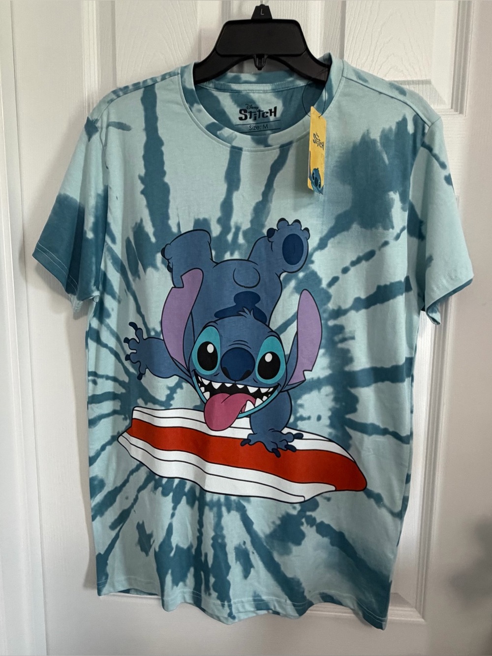 BNWT DISNEY LICENSED LILO AND STITCH UNISEX BLUE TYE DYE S/S T-SHIRT MEDIUM (M)